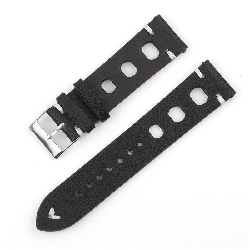 HKM-565267 Genuine Leather Cowhide Watch Band with Stainless Steel Pin Buckle - Multiple Widths Available
