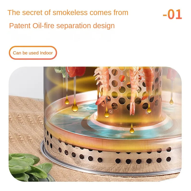 KTX-565267 Outdoor Portable Charcoal BBQ Grill - Stainless Steel Smokeless Camping Cooking Grill