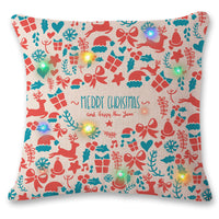 HKM-565459 LED Cartoon Christmas Pillowcase - Linen Cushion Cover, 45x45cm, Anime Design, Multi-Color Options