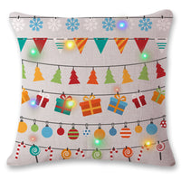 HKM-565459 LED Cartoon Christmas Pillowcase - Linen Cushion Cover, 45x45cm, Anime Design, Multi-Color Options