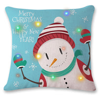 HKM-565459 LED Cartoon Christmas Pillowcase - Linen Cushion Cover, 45x45cm, Anime Design, Multi-Color Options