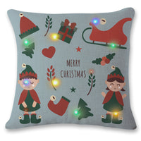 HKM-565459 LED Cartoon Christmas Pillowcase - Linen Cushion Cover, 45x45cm, Anime Design, Multi-Color Options