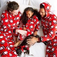 HKM-565523 Parent-Child Christmas Pajamas Set in Cartoon Design, Milk Silk Fabric, Long Sleeve, Unisex, Various Sizes Available