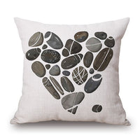 HKM-565587 Feather Pattern Cotton Linen Print Cushion Cover - 45x45cm, Modern Decorative Pillow Cover