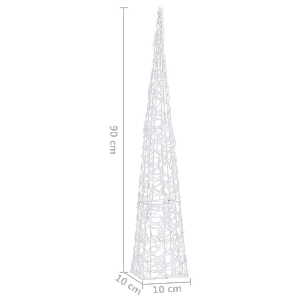 HKM-565715 LED Cool White Acrylic Christmas Cone Decoration – 90 cm with 8 Lighting Effects, Waterproof for Indoor & Outdoor Use