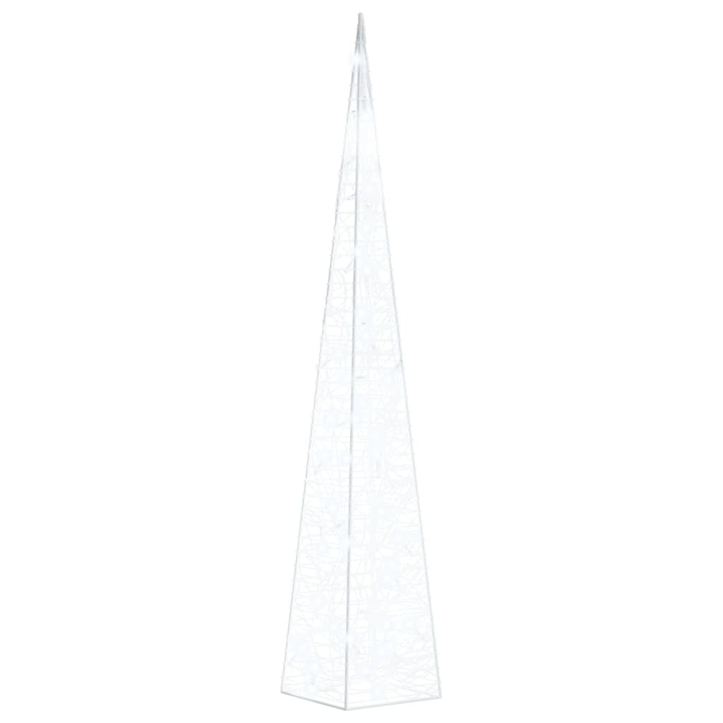 HKM-565715 LED Cool White Acrylic Christmas Cone Decoration – 90 cm with 8 Lighting Effects, Waterproof for Indoor & Outdoor Use