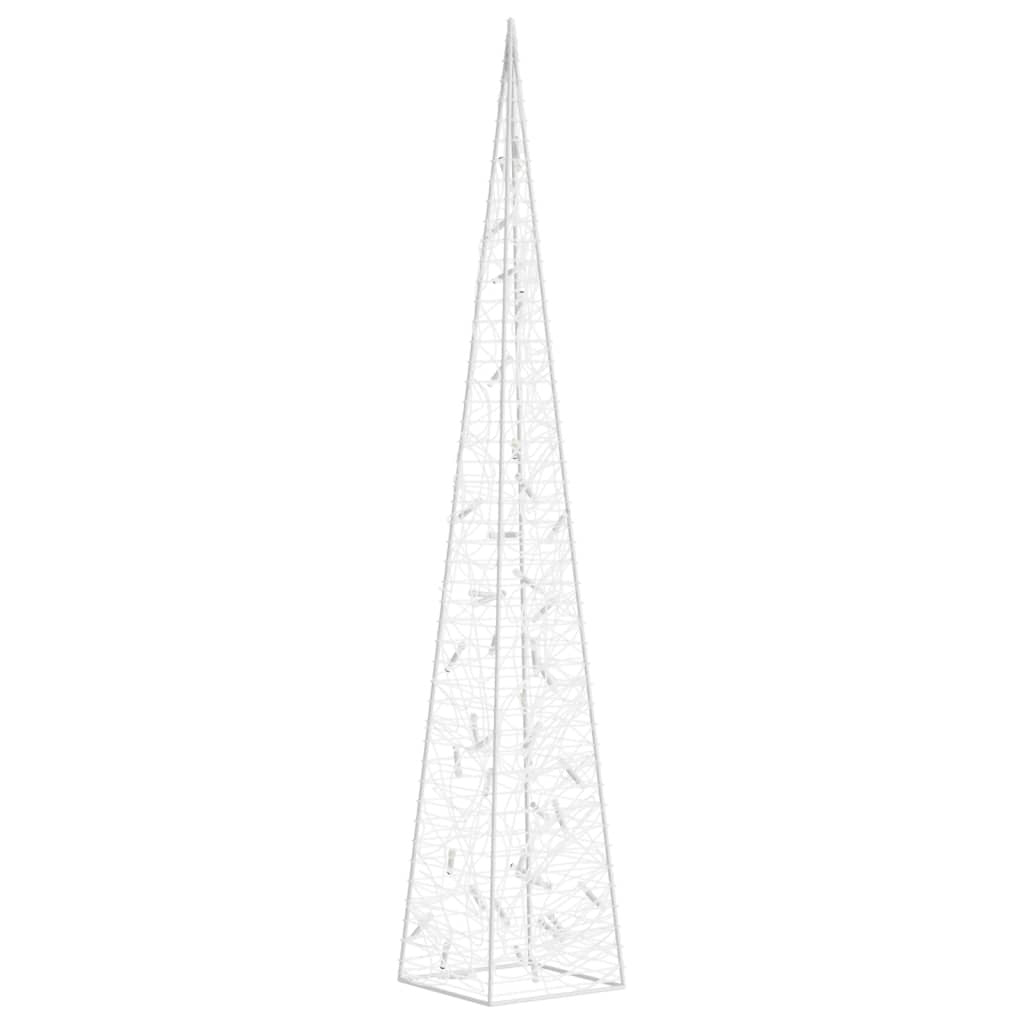 HKM-565715 LED Cool White Acrylic Christmas Cone Decoration – 90 cm with 8 Lighting Effects, Waterproof for Indoor & Outdoor Use