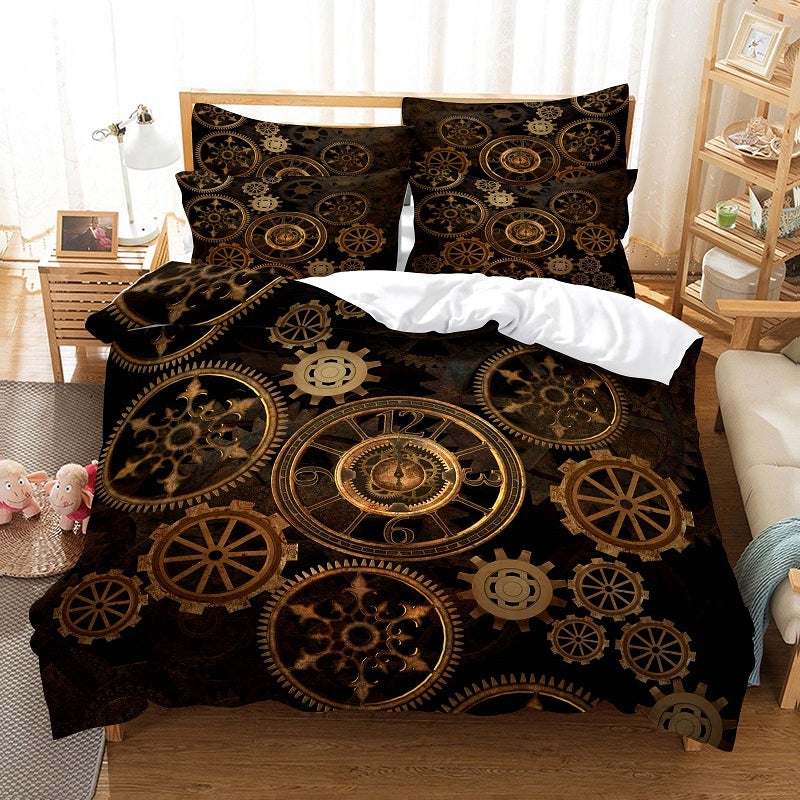 HKM-565715 Modern Brushed Cloth Bedding Quilt Cover Set with Coordinating Pillow Covers