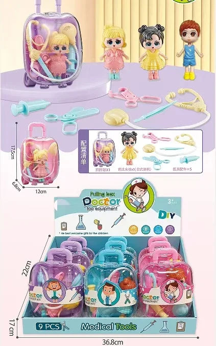 HKM-565907 DIY Beaded Hair Clip Set with Trolley Box for Creative Kids Play