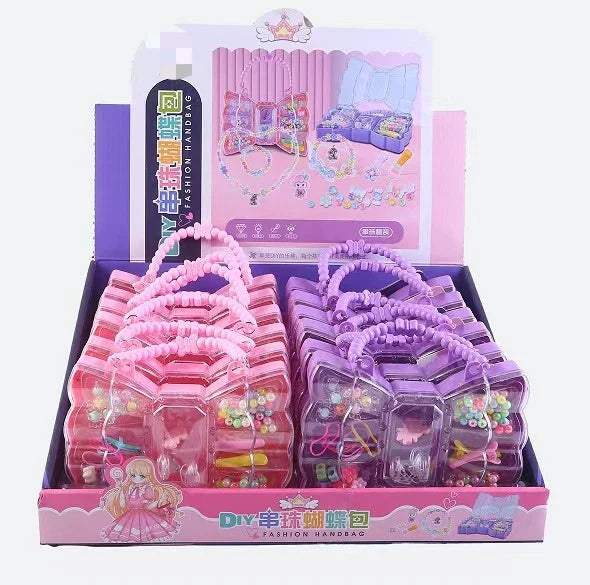 HKM-565907 DIY Beaded Hair Clip Set with Trolley Box for Creative Kids Play