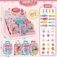 HKM-565907 DIY Beaded Hair Clip Set with Trolley Box for Creative Kids Play