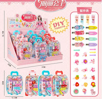 HKM-565907 DIY Beaded Hair Clip Set with Trolley Box for Creative Kids Play