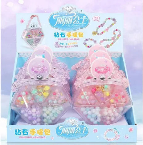 HKM-565907 DIY Beaded Hair Clip Set with Trolley Box for Creative Kids Play