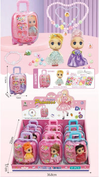 HKM-565907 DIY Beaded Hair Clip Set with Trolley Box for Creative Kids Play
