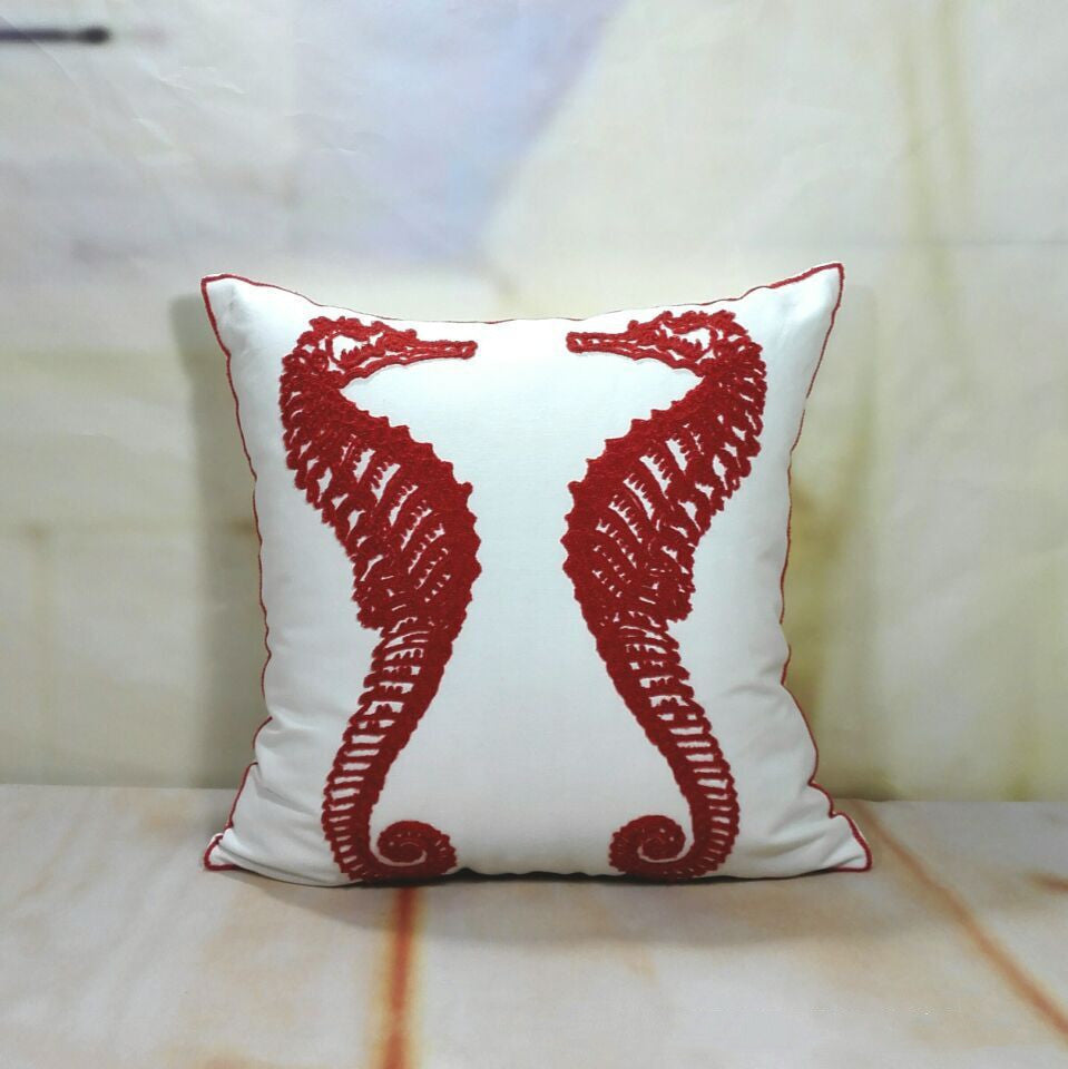HKM-565971 Three-Dimensional Embroidered Flower Cotton Pillow Case - 45x45cm