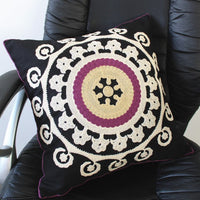 HKM-565971 Three-Dimensional Embroidered Flower Cotton Pillow Case - 45x45cm