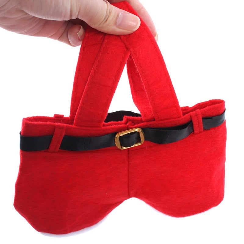 HKM-566035 Red Christmas Pants Gift Bag for Weddings and Candy Container - Fabric, 20x16cm