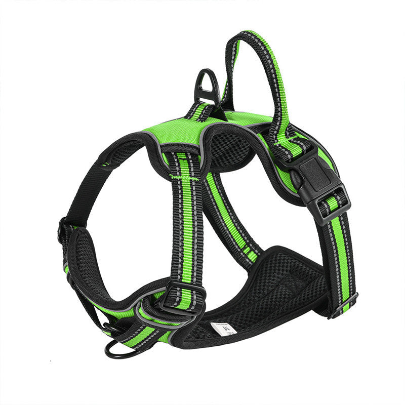 HKM-566099 Breathable Reflective Dog Vest with Chest Straps and Hand Holding Rope - Multiple Colors Available