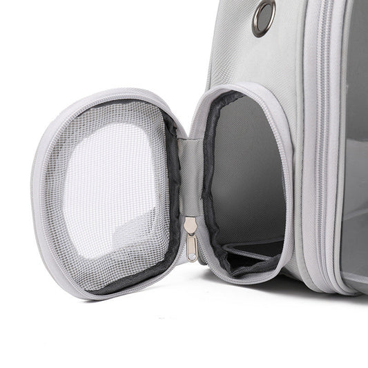 HKM-566099 Transparent Double-Shoulder Pet Carrier with Breathable Mesh Design