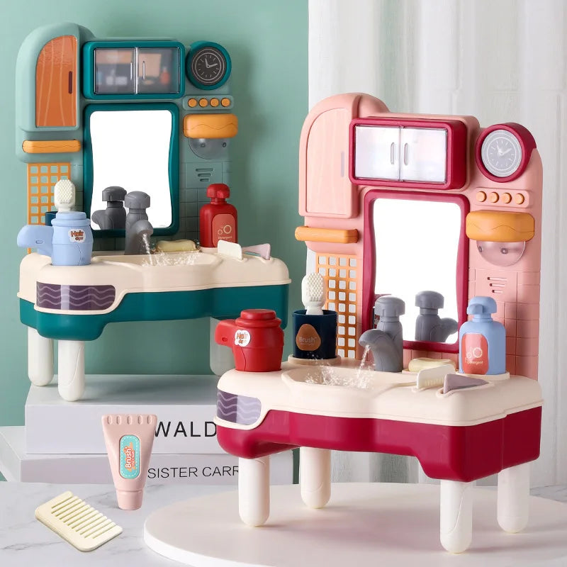 KTX-566163 Kids Multifunction Washbasin Sink Playset with Lights and Sound for Pretend Play