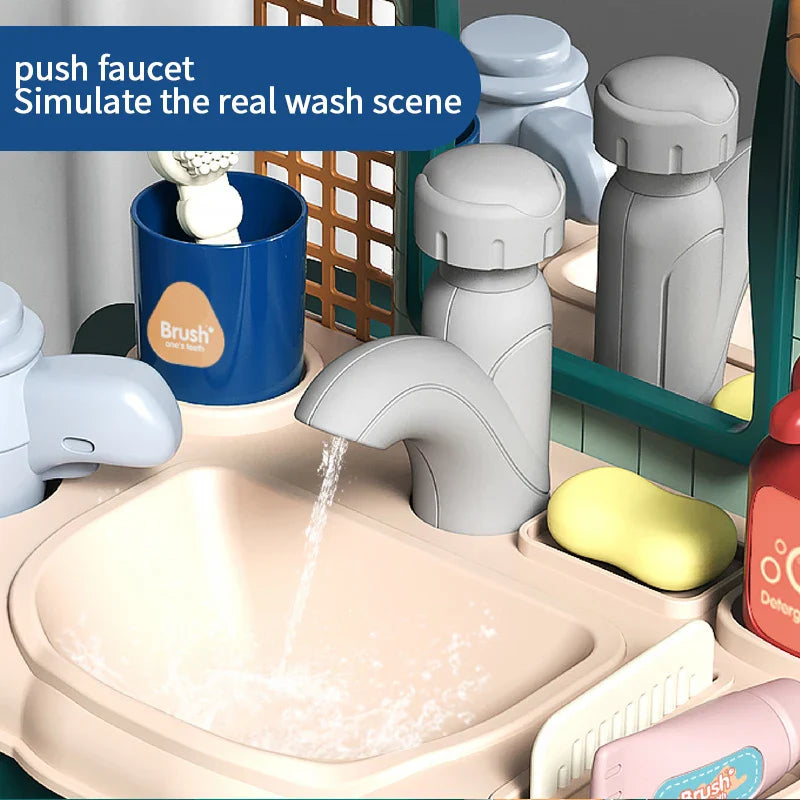 KTX-566163 Kids Multifunction Washbasin Sink Playset with Lights and Sound for Pretend Play