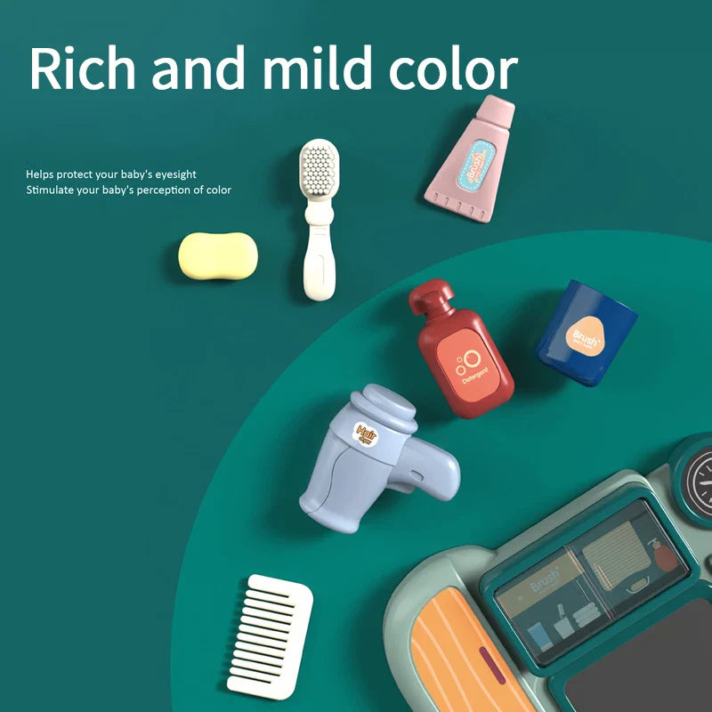 KTX-566163 Kids Multifunction Washbasin Sink Playset with Lights and Sound for Pretend Play