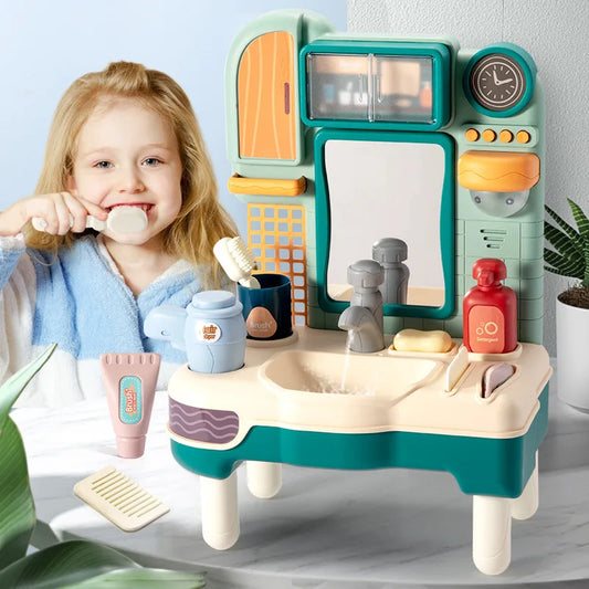 KTX-566163 Kids Multifunction Washbasin Sink Playset with Lights and Sound for Pretend Play