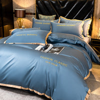 HKM-566227 Cotton Four-Piece Bedding Set with Embroidery Design and Personalized Fashion Elements