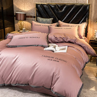 HKM-566227 Cotton Four-Piece Bedding Set with Embroidery Design and Personalized Fashion Elements