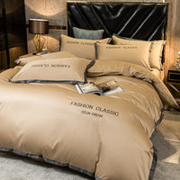 HKM-566227 Cotton Four-Piece Bedding Set with Embroidery Design and Personalized Fashion Elements