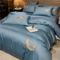 HKM-566227 Cotton Four-Piece Bedding Set with Embroidery Design and Personalized Fashion Elements