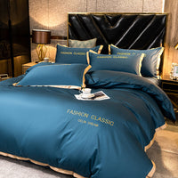 HKM-566227 Cotton Four-Piece Bedding Set with Embroidery Design and Personalized Fashion Elements