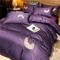 HKM-566227 Cotton Four-Piece Bedding Set with Embroidery Design and Personalized Fashion Elements