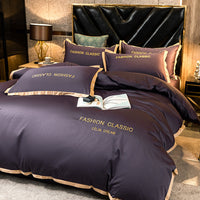 HKM-566227 Cotton Four-Piece Bedding Set with Embroidery Design and Personalized Fashion Elements