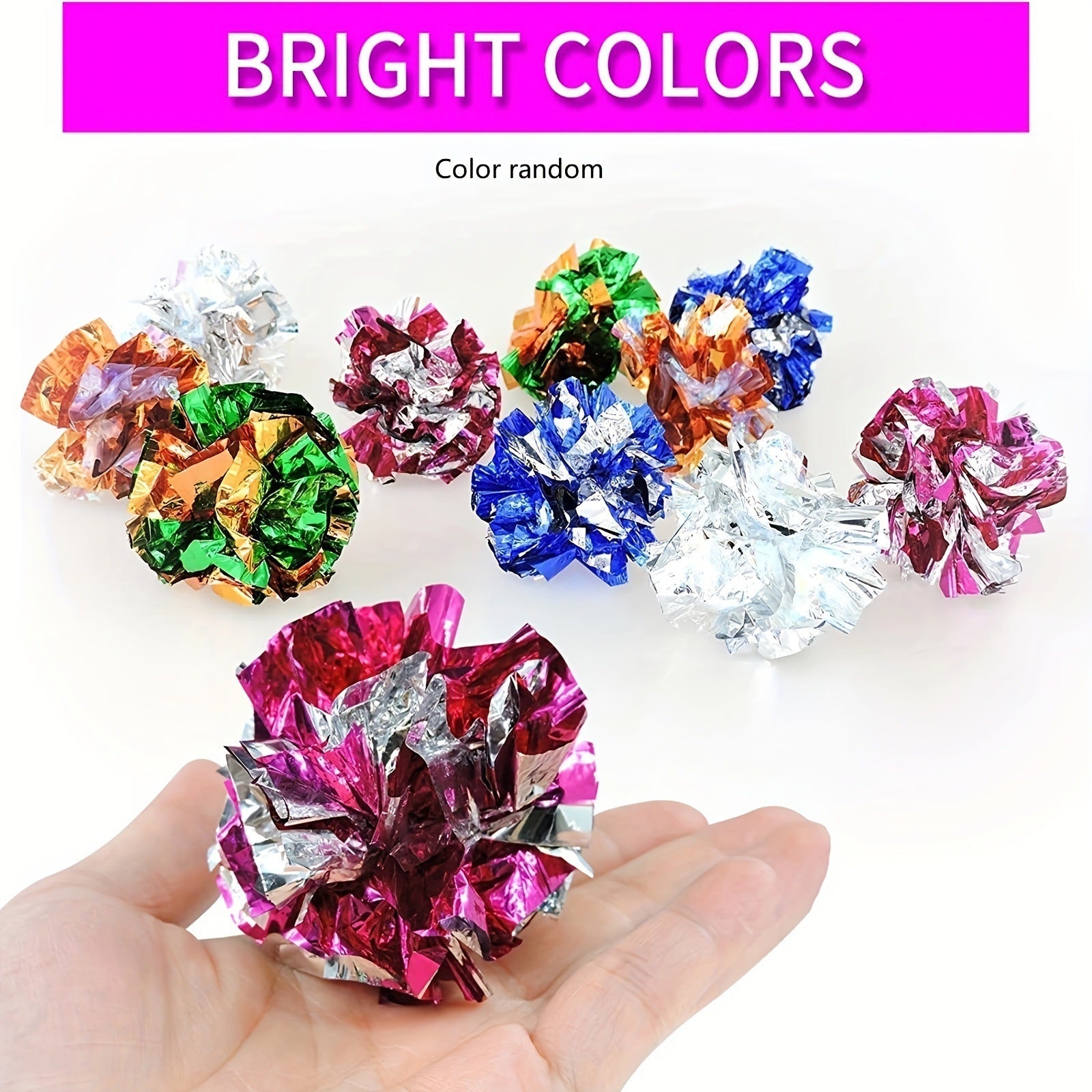 HKM-566355 Colorful Ringing Paper Ball for Cats - Grasping Toy, 5-6cm