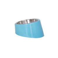 HKM-566419 Inclined Stainless Steel Dog and Cat Food Bowl - 200ml Capacity Available in Yellow, Orange, Blue, Pink