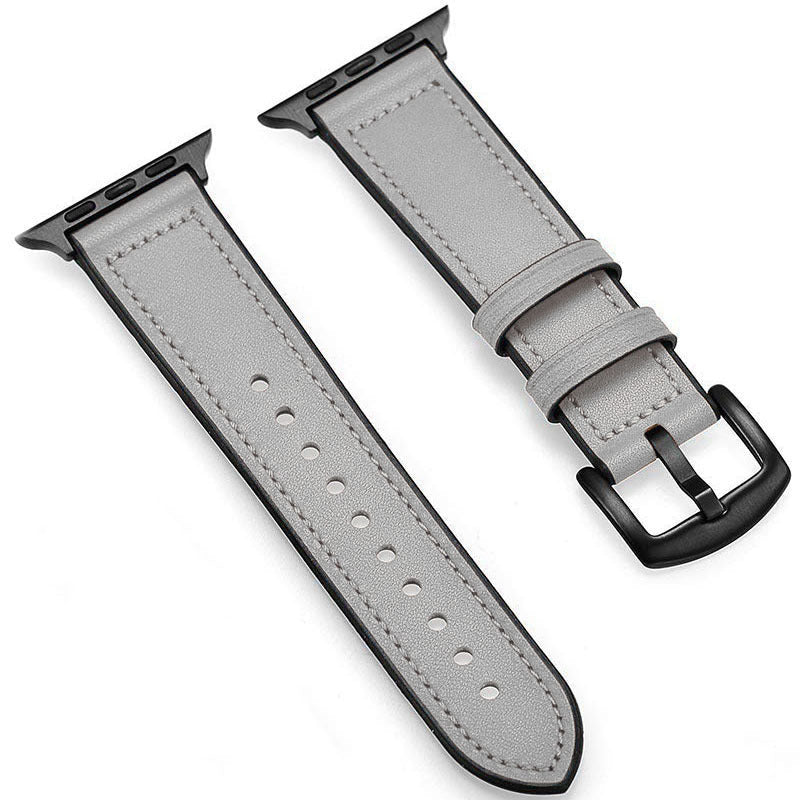 HKM-566419 Unisex Leather and Silicone Strap with Connectors for Apple Watch 38/40mm & 42/44mm