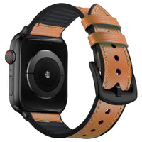 HKM-566419 Unisex Leather and Silicone Strap with Connectors for Apple Watch 38/40mm & 42/44mm