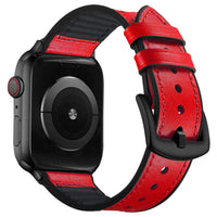 HKM-566419 Unisex Leather and Silicone Strap with Connectors for Apple Watch 38/40mm & 42/44mm