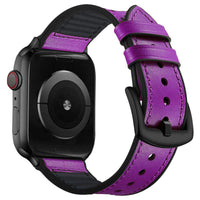 HKM-566419 Unisex Leather and Silicone Strap with Connectors for Apple Watch 38/40mm & 42/44mm