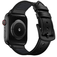 HKM-566419 Unisex Leather and Silicone Strap with Connectors for Apple Watch 38/40mm & 42/44mm