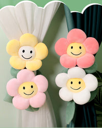 HKM-566611 Plush Sunflower Curtain Buckle - Soft Stretch Velvet Design with Down Cotton Filling, 95cm Height