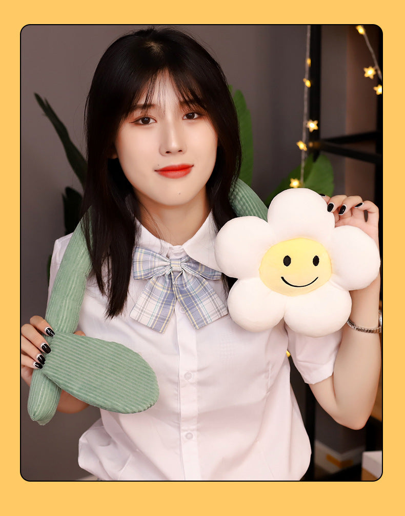 KTX-566611 Plush Sunflower Curtain Buckle - Soft Stretch Velvet Design with Down Cotton Filling, 95cm Height