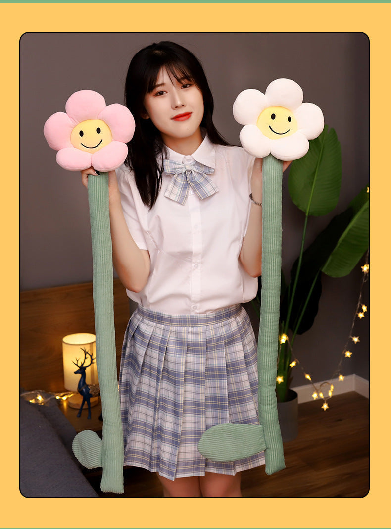 KTX-566611 Plush Sunflower Curtain Buckle - Soft Stretch Velvet Design with Down Cotton Filling, 95cm Height