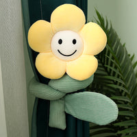 HKM-566611 Plush Sunflower Curtain Buckle - Soft Stretch Velvet Design with Down Cotton Filling, 95cm Height