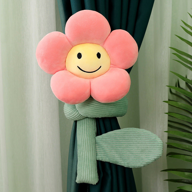 KTX-566611 Plush Sunflower Curtain Buckle - Soft Stretch Velvet Design with Down Cotton Filling, 95cm Height