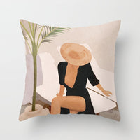 HKM-566739 Geometric Pattern Peach Skin Pillowcase – Nordic Style 45x45cm