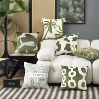 HKM-566867 Geometric Embroidery Square Pillow Cover - Modern Design in Circle Green and Various Patterns