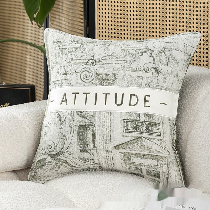 HKM-566867 Geometric Embroidery Square Pillow Cover - Modern Design in Circle Green and Various Patterns