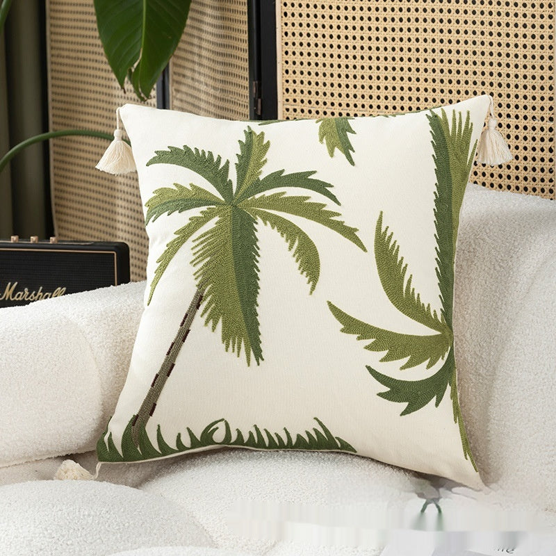 HKM-566867 Geometric Embroidery Square Pillow Cover - Modern Design in Circle Green and Various Patterns
